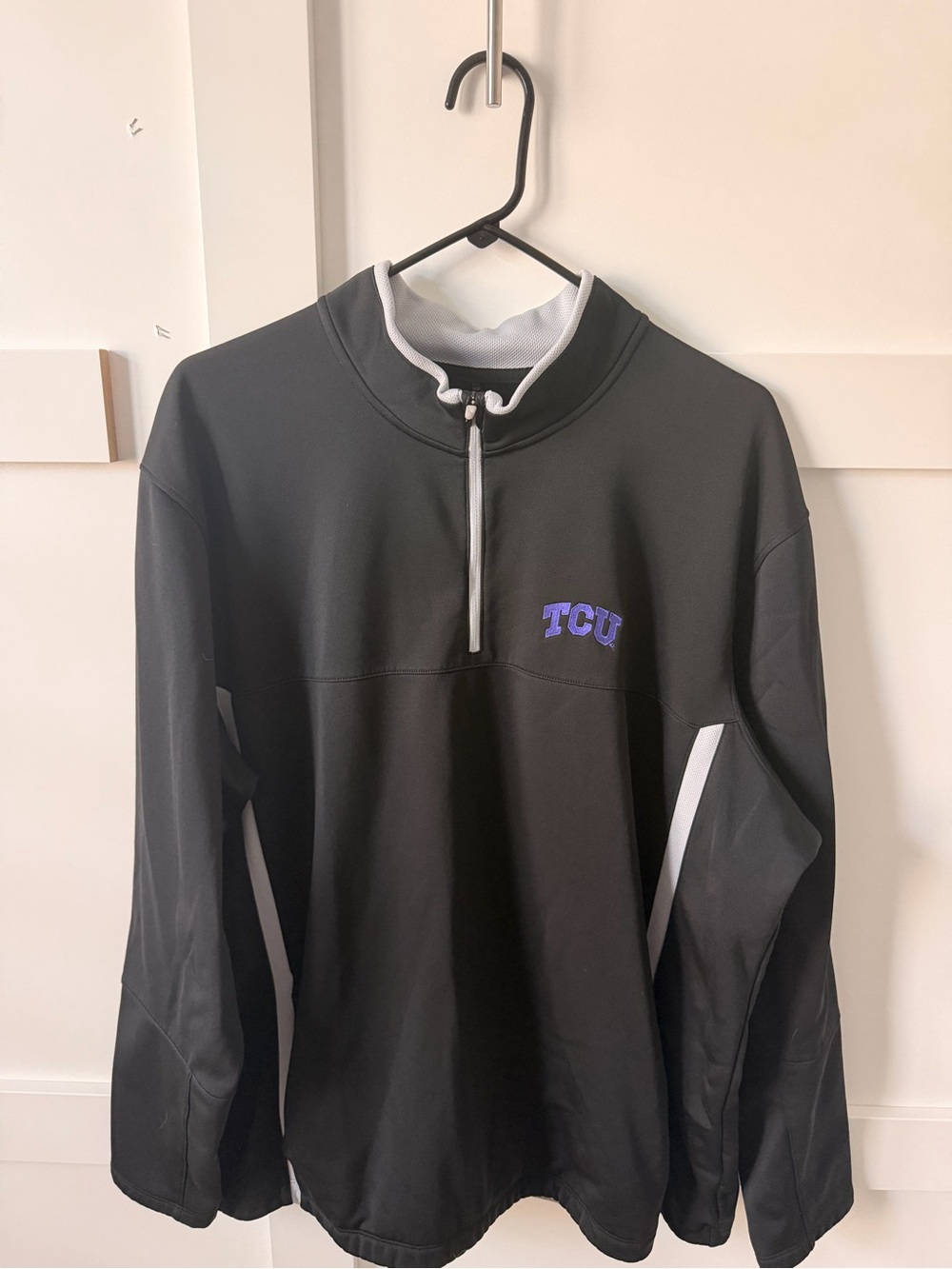 Nike TCU Black Quarter-Zip Golf Pullover with pockets